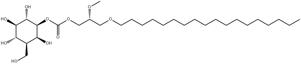 D-myo-Inositol, 3-deoxy-3-(hydroxymethyl)-, 1-(2R)-2-methoxy-3-(octadecyloxy)propyl carbonate,290812-39-4,结构式