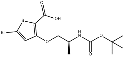 (S)-5-Bromo-3-(2-((tert-butoxycarbonyl)amino)propoxy)thiophene-2-carboxylic acid Structure