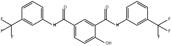 1,3-Benzenedicarboxamide, 4-hydroxy-N1,N3-bis[3-(trifluoromethyl)phenyl]- Struktur