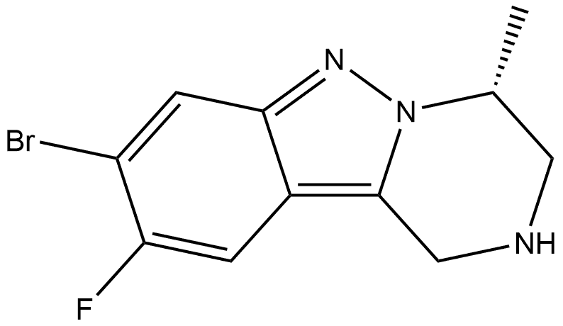 (R)-8-bromo-9-fluoro-4-methyl-1,2,3,4-tetrahydropyrazino[1,2-b]indazole Struktur