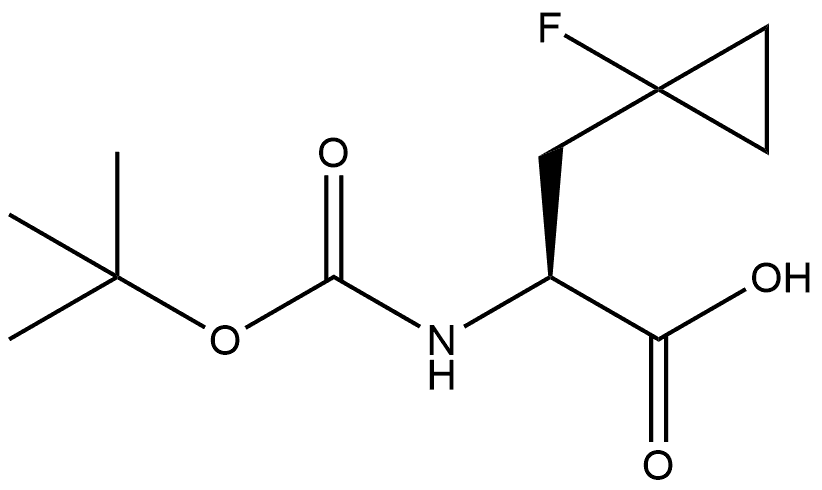 Cyclopropanepropanoic acid, α-[[(1,1-dimethylethoxy)carbonyl]amino]-1-fluoro-, (αS)- 化学構造式