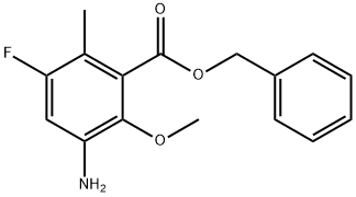 Benzoic acid, 3-amino-5-fluoro-2-methoxy-6-methyl-, phenylmethyl ester|3-氨基-5-氟-2-甲氧基-6-甲基苯甲酸苯酯