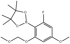 2-(2-氟-4-甲氧基-6-(甲氧基甲氧基)苯基)-4,4,5,5-四甲基-1,3,2-二氧硼杂环戊烷 结构式