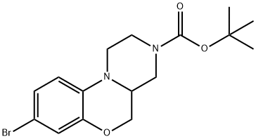 Pyrazino[2,1-c][1,4]benzoxazine-3(4H)-carboxylic acid, 8-bromo-1,2,4a,5-tetrahydro-, 1,1-dimethylethyl ester 结构式