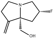 1H-Pyrrolizine-7a(5H)-methanol, 6-fluorotetrahydro-1-methylene-, (6R,7aS)- 化学構造式