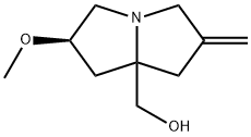 1H-Pyrrolizine-7a(5H)-methanol, tetrahydro-2-methoxy-6-methylene-, (2R)- Struktur