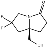 (R)-6,6-Difluoro-7a-(hydroxymethyl)hexahydro-3H-pyrrolizin-3-one 化学構造式