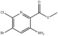 2-Pyridinecarboxylic acid, 3-amino-5-bromo-6-chloro-, methyl ester 化学構造式