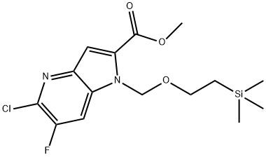 Methyl 5-chloro-6-fluoro-1-((2-(trimethylsilyl)ethoxy)methyl)-1H-pyrrolo[3,2-b]pyridine-2-carboxylate Struktur