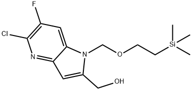 (5-Chloro-6-fluoro-1-((2-(trimethylsilyl)ethoxy)methyl)-1H-pyrrolo[3,2-b]pyridin-2-yl)methanol Struktur