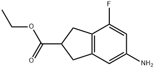 1H-Indene-2-carboxylic acid, 6-amino-4-fluoro-2,3-dihydro-, ethyl ester Struktur