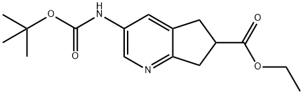 5H-Cyclopenta[b]pyridine-6-carboxylic acid, 3-[[(1,1-dimethylethoxy)carbonyl]amino]-6,7-dihydro-, ethyl ester Struktur