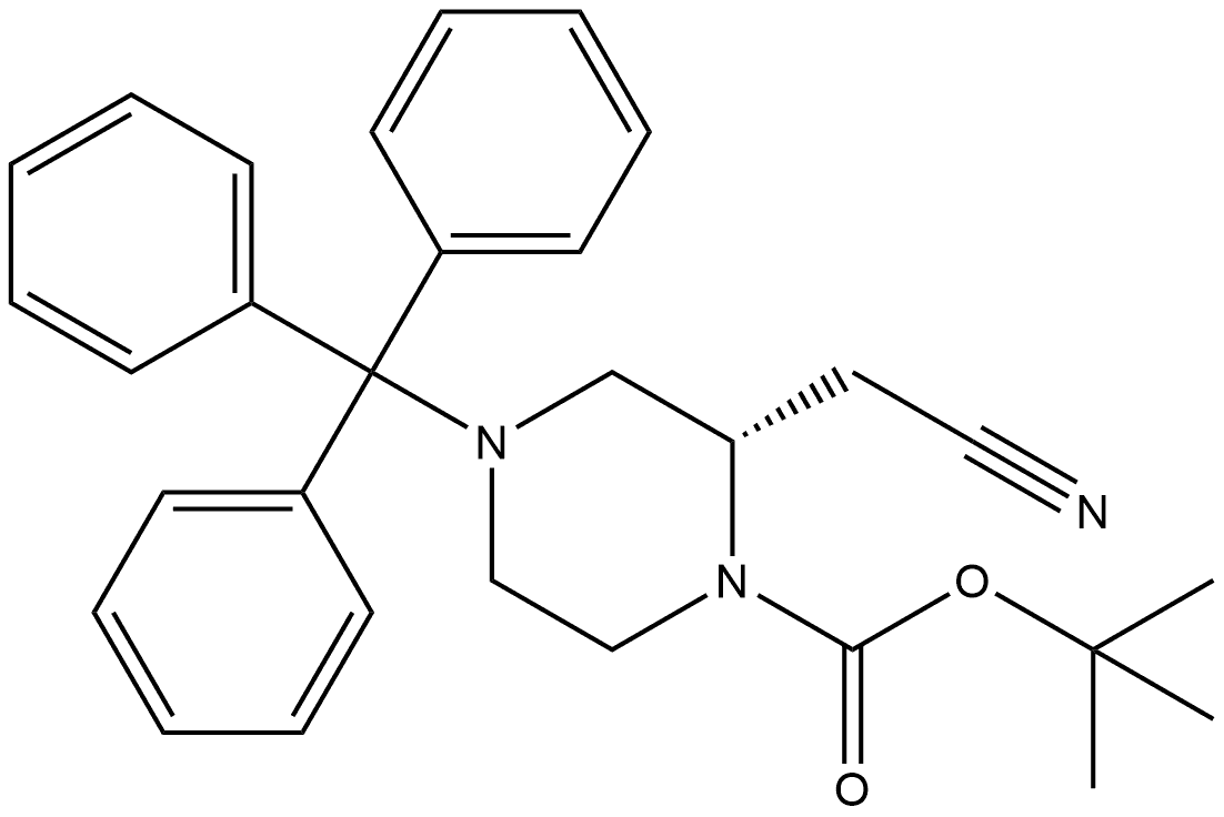 1-Piperazinecarboxylic acid, 2-(cyanomethyl)-4-(triphenylmethyl)-, 1,1-dimethylethyl ester, (2S)-|1-PIPERAZINECARBOXYLIC ACID, 2-(CYANOMETHYL)-4-(TRIPHENYLMETHYL)-, 1,1-DIMETHYLETHYL ESTER, (2S)-