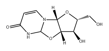 6H-Furo[2',3':4,5]oxazolo[3,2-a]pyrimidin-6-one, 2,3,3a,4a,5,9a-hexahydro-3-hydroxy-2-(hydroxymethyl)-, (2R,3R,3aS,9aR)- Structure