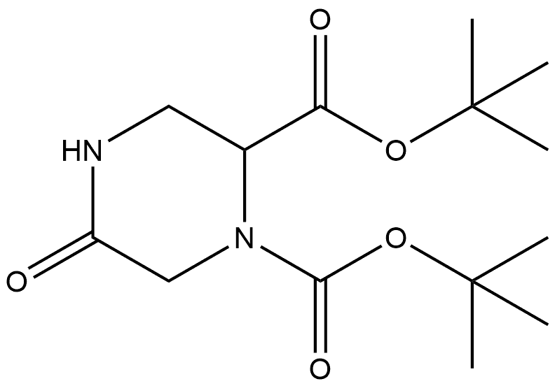 1,2-Piperazinedicarboxylic acid, 5-oxo-, 1,2-bis(1,1-dimethylethyl) ester Struktur