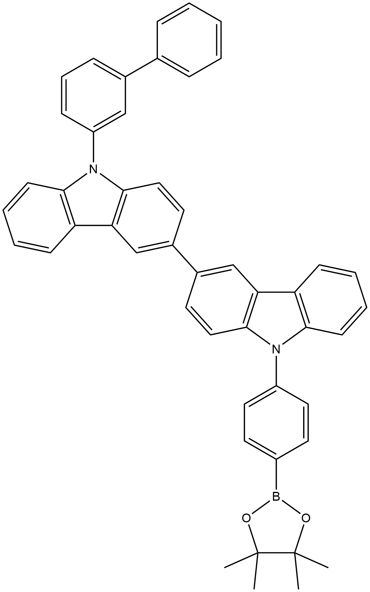 9-[1'1联苯]-3-基-9'-(4-硼酸频那醇酯-苯基)-3,3'-双-9H-咔唑,2922183-00-2,结构式