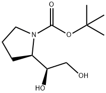 tert-Butyl (R)-2-((S)-1,2-dihydroxyethyl)pyrrolidine-1-carboxylate 化学構造式