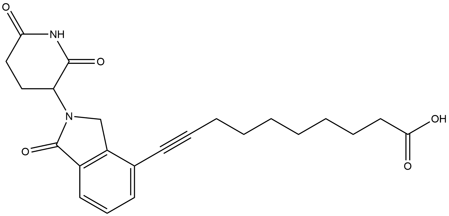 9-Decynoic acid, 10-[2-(2,6-dioxo-3-piperidinyl)-2,3-dihydro-1-oxo-1H-isoindol-4-yl]- (ACI) Struktur