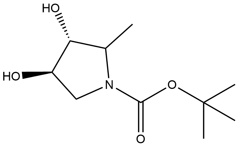 1-Pyrrolidinecarboxylic acid, 3,4-dihydroxy-2-methyl-, 1,1-dimethylethyl ester, (3R,4R)- Structure