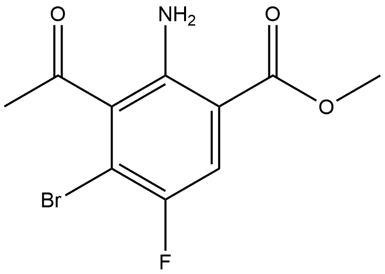 3-乙酰基-2-氨基-4-溴-5-氟苯甲酸甲酯,2923867-74-5,结构式