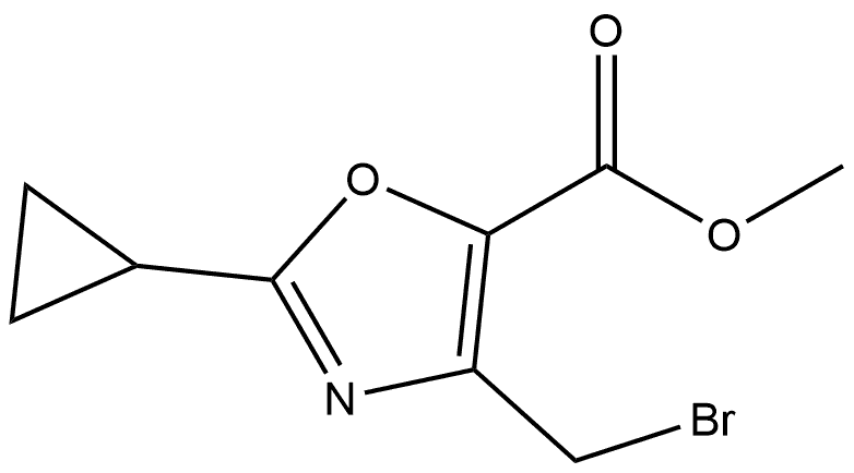 5-Oxazolecarboxylic acid, 4-(bromomethyl)-2-cyclopropyl-, methyl ester 化学構造式