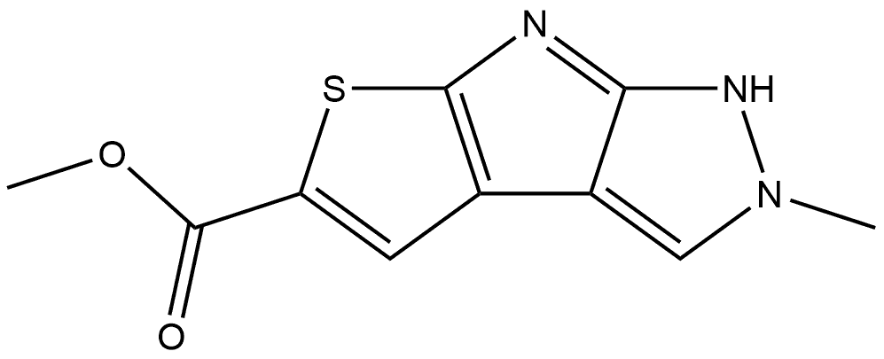 Methyl 2-methyl-1,2-dihydrothieno[3',2':4,5]pyrrolo[2,3-c]pyrazole-5-carboxylate Struktur