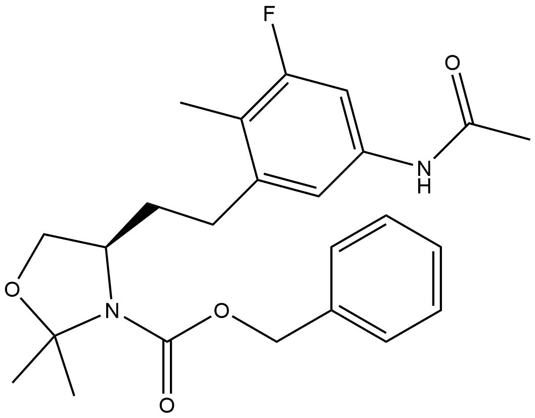 benzyl (R)-4-(5-acetamido-3-fluoro-2-methylphenethyl)-2,2-dimethyloxazolidine-3-carboxylate Structure