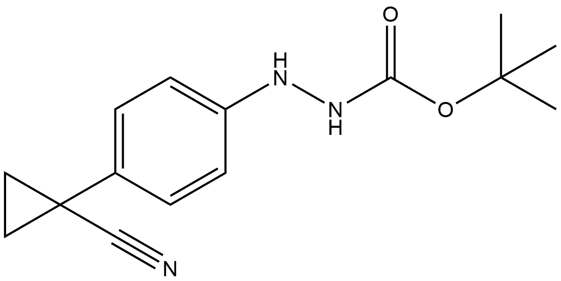 Hydrazinecarboxylic acid, 2-[4-(1-cyanocyclopropyl)phenyl]-, 1,1-dimethylethyl ester 化学構造式