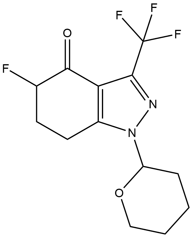 5-Fluoro-1-(tetrahydro-2H-pyran-2-yl)-3-(trifluoromethyl)-1,5,6,7-tetrahydro-4H-indazol-4-one 化学構造式