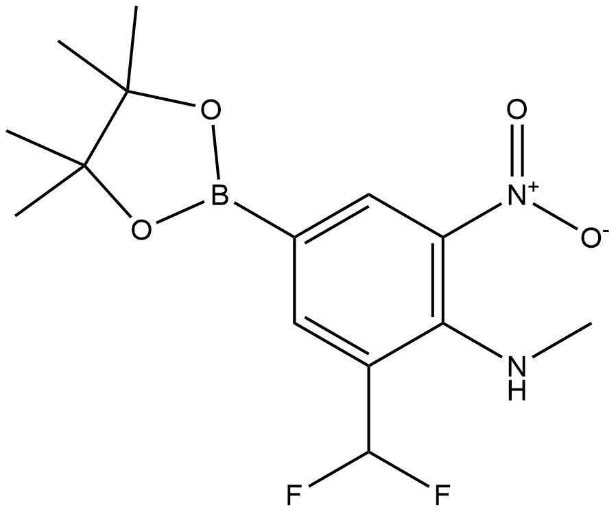 Benzenamine, 2-(difluoromethyl)-N-methyl-6-nitro-4-(4,4,5,5-tetramethyl-1,3,2-dioxaborolan-2-yl)-|2-(二氟甲基)-N-甲基-6-硝基-4-(4,4,5,5-四甲基-1,3,2-二氧杂硼烷-2-基)苯胺