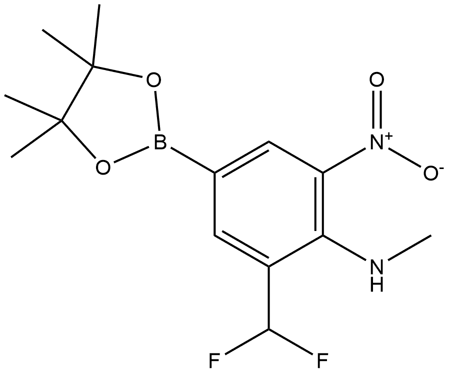 Benzenamine, 2-(difluoromethyl)-N-methyl-6-nitro-4-(4,4,5,5-tetramethyl-1,3,2-dioxaborolan-2-yl)- Struktur