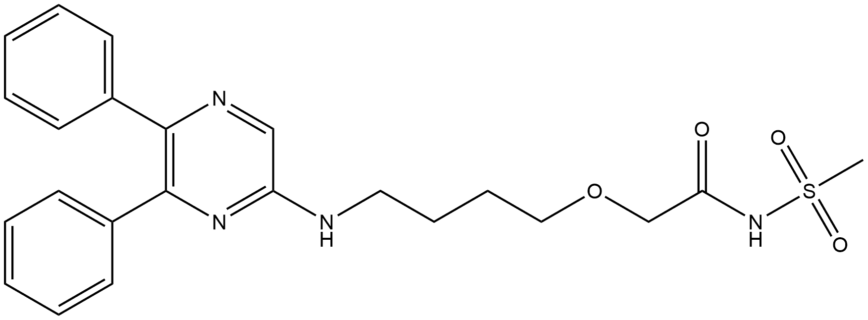 Acetamide, 2-[4-[(5,6-diphenyl-2-pyrazinyl)amino]butoxy]-N-(methylsulfonyl)- Structure