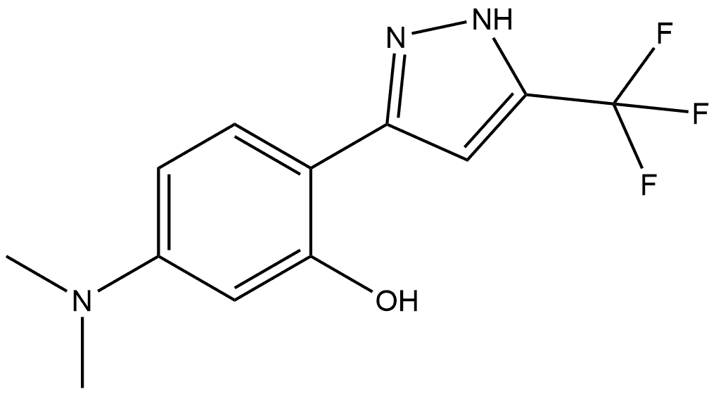 Phenol, 5-(dimethylamino)-2-[5-(trifluoromethyl)-1H-pyrazol-3-yl]- 化学構造式