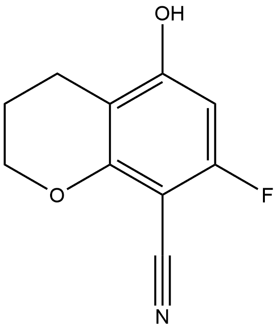 2H-1-Benzopyran-8-carbonitrile, 7-fluoro-3,4-dihydro-5-hydroxy- Struktur