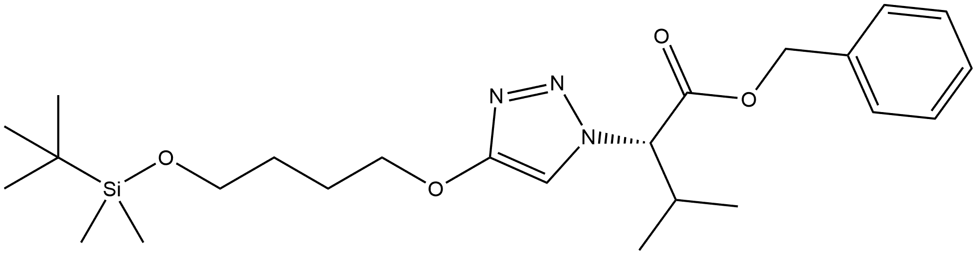 (S)-2-(4-(4-((叔丁基二甲基甲硅烷基)氧基)丁氧基)-1H-1,2,3-三唑-1-基)-3-甲基丁酸苄酯 结构式