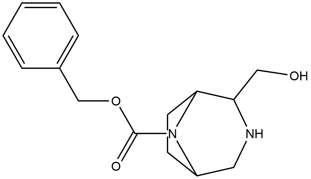 Benzyl 2-(hydroxymethyl)-3,8-diazabicyclo[3.2.1]octane-8-carboxylate Struktur