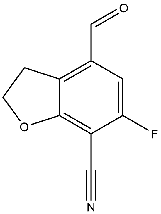 6-Fluoro-4-formyl-2,3-dihydrobenzofuran-7-carbonitrile Struktur