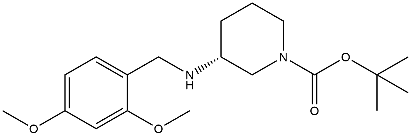 tert-butyl (R)-3-((2,4-dimethoxybenzyl)amino)piperidine-1-carboxylate 化学構造式