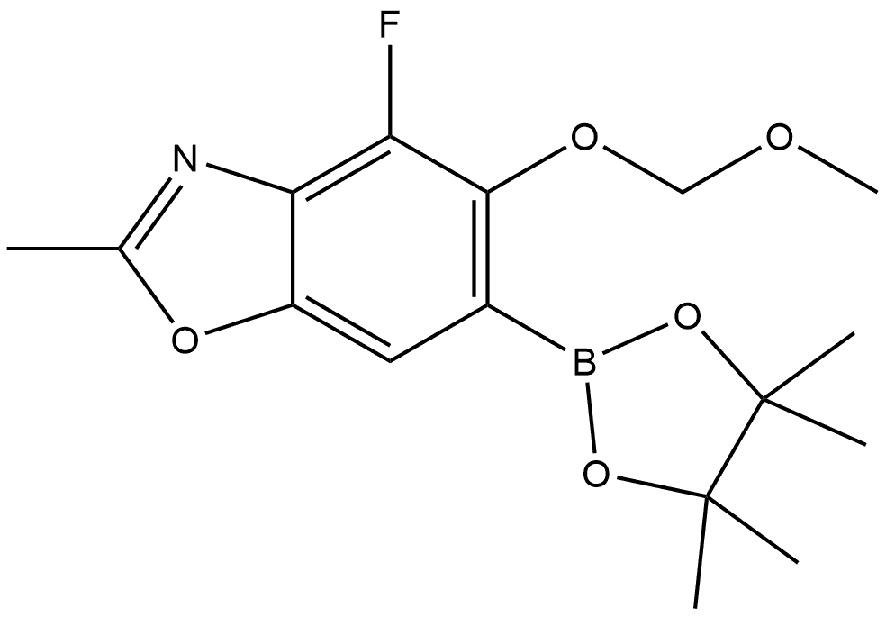 4-Fluoro-5-(methoxymethoxy)-2-methyl-6-(4,4,5,5-tetramethyl-1,3,2-dioxaborolan-2-yl)benzo[d]oxazole Struktur