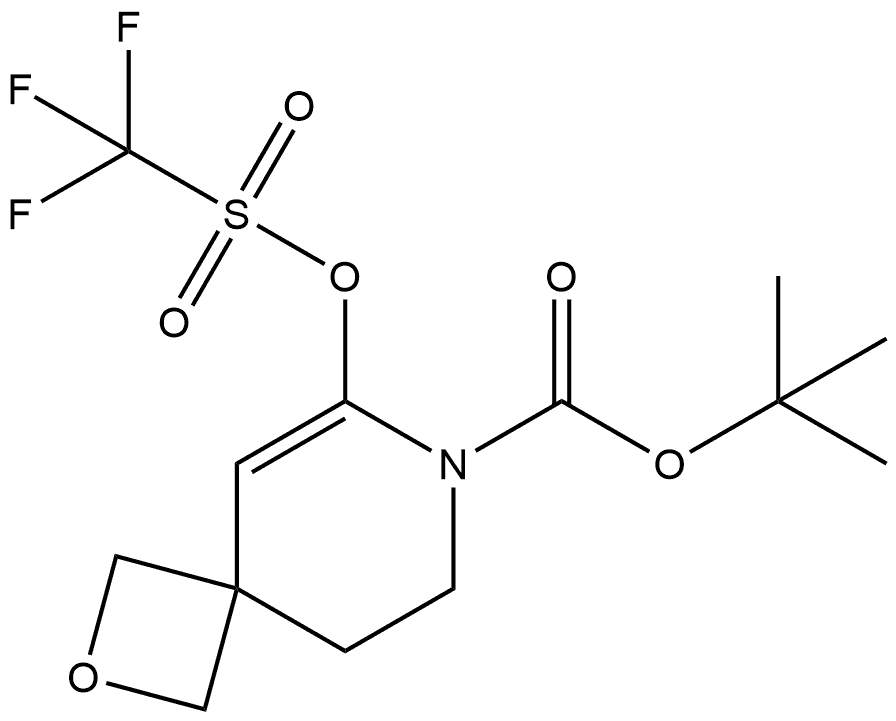 tert-Butyl 6-(((trifluoromethyl)sulfonyl)oxy)-2-oxa-7-azaspiro[3.5]non-5-ene-7-carboxylate Struktur