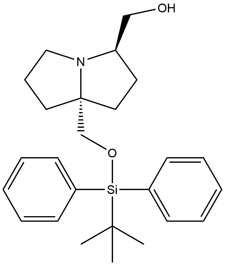 ((3R,7aR)-7a-(((tert-Butyldiphenylsilyl)oxy)methyl)hexahydro-1H-pyrrolizin-3-yl)methanol Struktur