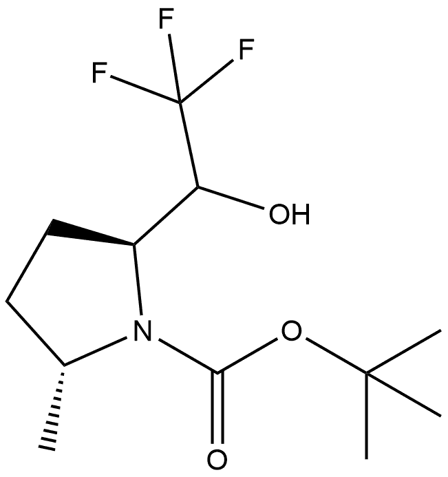 (2R,5S)-2-甲基-5-(2,2,2-三氟-1-羟乙基)吡咯烷-1-羧酸叔丁酯, 2961037-00-1, 结构式