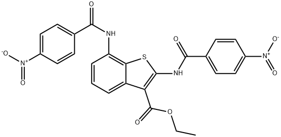 Ethyl 2,7-bis{[(4-nitrophenyl)carbonyl]amino}-1-benzothiophene-3-carboxylate Struktur