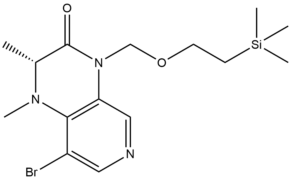 (R)-8-溴-1,2-二甲基-4-((2-(三甲硅基)乙氧基)甲基)-1,2-二氢吡啶并[3,4-B]吡嗪-3(4H)-酮, 2967631-83-8, 结构式