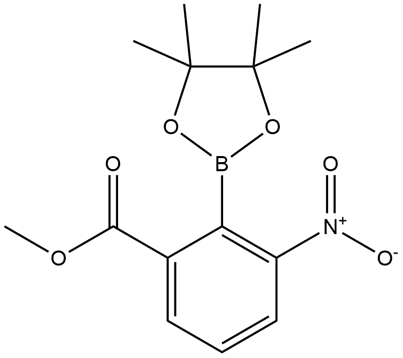 Methyl 3-nitro-2-(4,4,5,5-tetramethyl-1,3,2-dioxaborolan-2-yl)benzoate 化学構造式