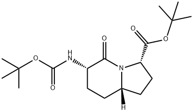 3-Indolizinecarboxylic acid, 6-[[(1,1-dimethylethoxy)carbonyl]amino]octahydro-5-oxo-, 1,1-dimethylethyl ester, (3S,6S,8aS)- Structure