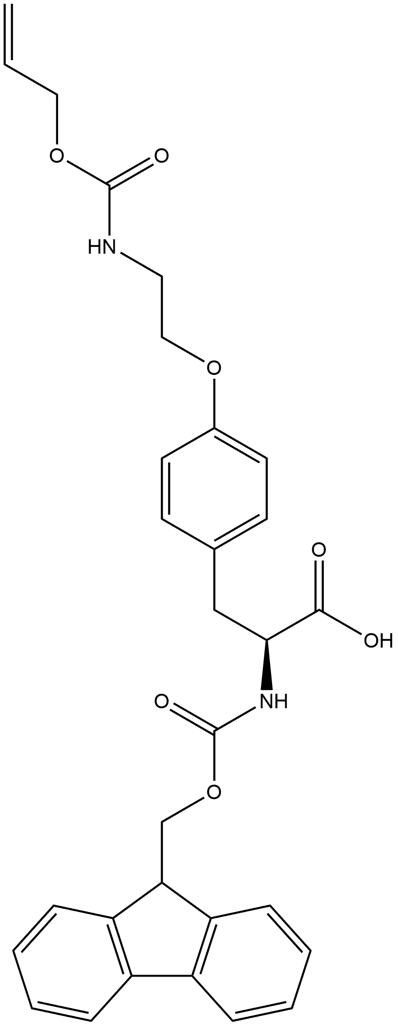 L-Tyrosine, N-[(9H-fluoren-9-ylmethoxy)carbonyl]-O-[2-[[(2-propen-1-yloxy)carbonyl]amino]ethyl]-,2973753-69-2,结构式