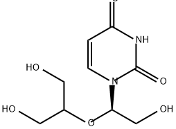 2,4(1H,3H)-Pyrimidinedione, 1-[(1R)-2-hydroxy-1-[2-hydroxy-1-(hydroxymethyl)ethoxy]ethyl]- 结构式