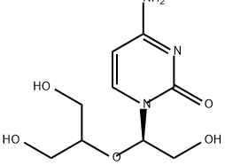 2(1H)-Pyrimidinone, 4-amino-1-[(1R)-2-hydroxy-1-[2-hydroxy-1-(hydroxymethyl)ethoxy]ethyl]- 结构式