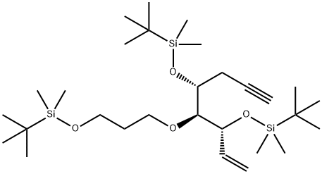 4,7,11-Trioxa-3,12-disilatetradecane, 6-[(1R)-1-[[(1,1-dimethylethyl)dimethylsilyl]oxy]-3-butyn-1-yl]-5-ethenyl-2,2,3,3,12,12,13,13-octamethyl-, (5R,6S)- Structure